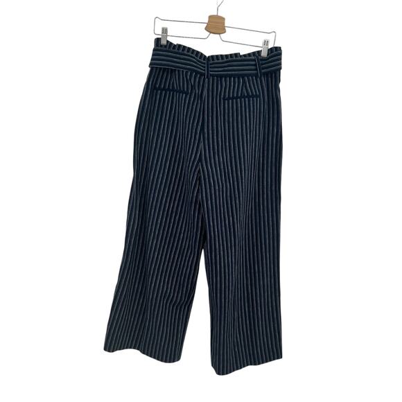 J. Crew Point‎ Sur Paperbag Pants Wide Leg Belt Stripe Navy Blue Size 12 - Picture 9 of 14